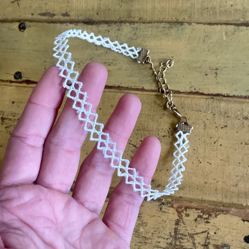 Asos White Choker Cut Out Lace Fabric Material Osfm 12$